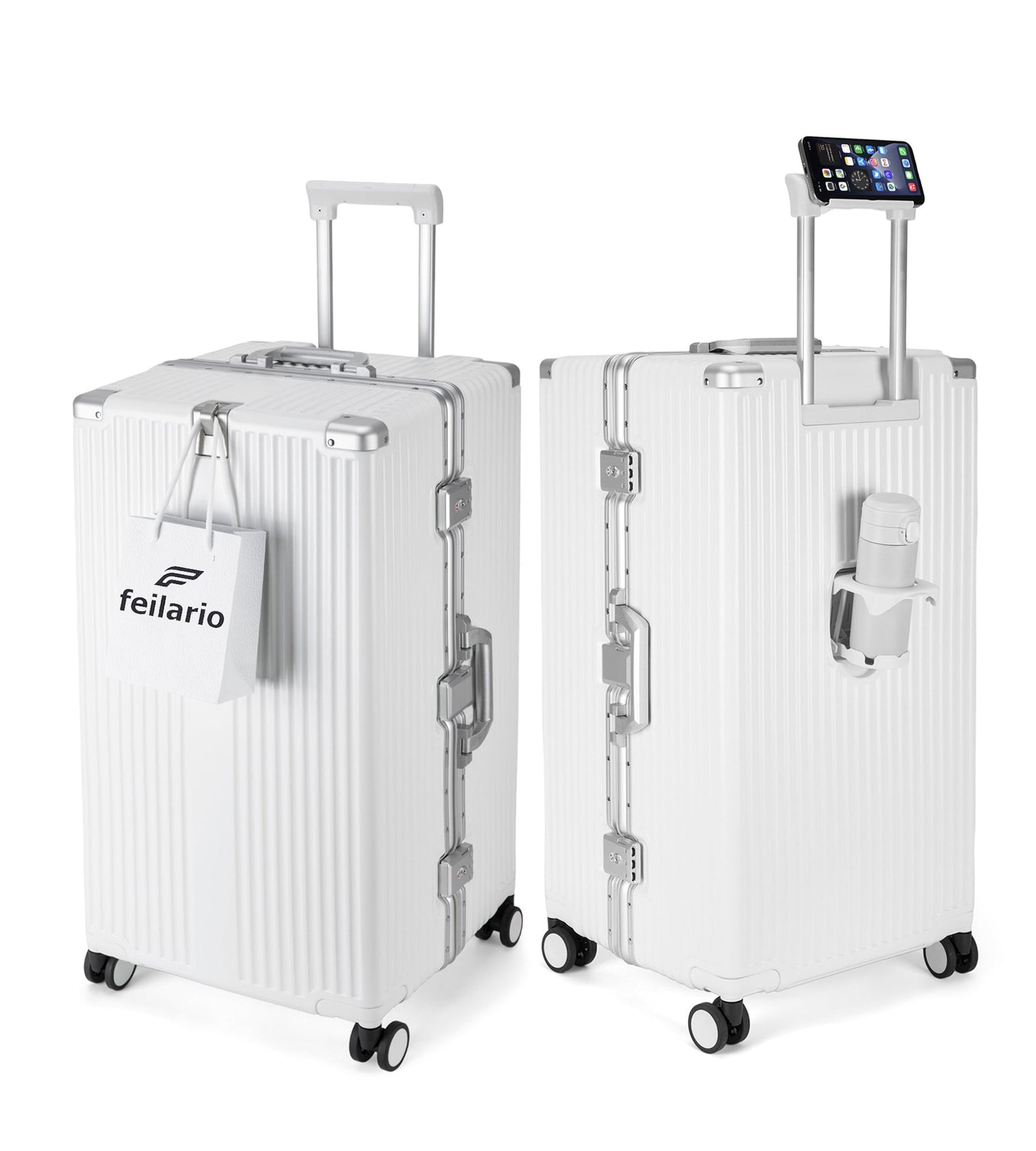 Feilario large aluminum frame spinner checked luggage