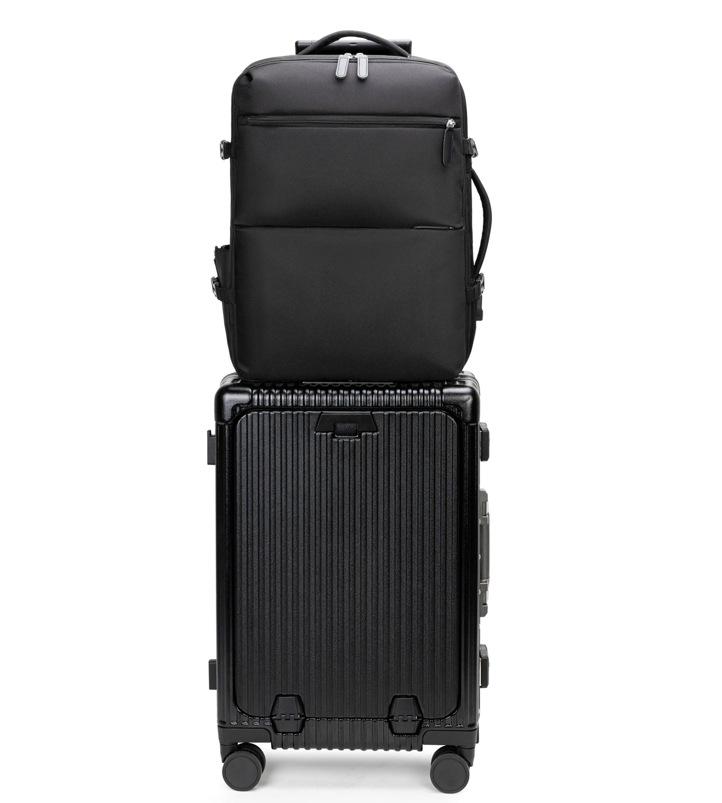 feilario 20in/24in Aluminium Frame Hardside Spinner Wheel Luggage, Built-In TSA lock Travel Zipperless Carry on Suitcase - Airline Approved Carry on Luggage with Cup Holder & USB Port & Phone Holder
