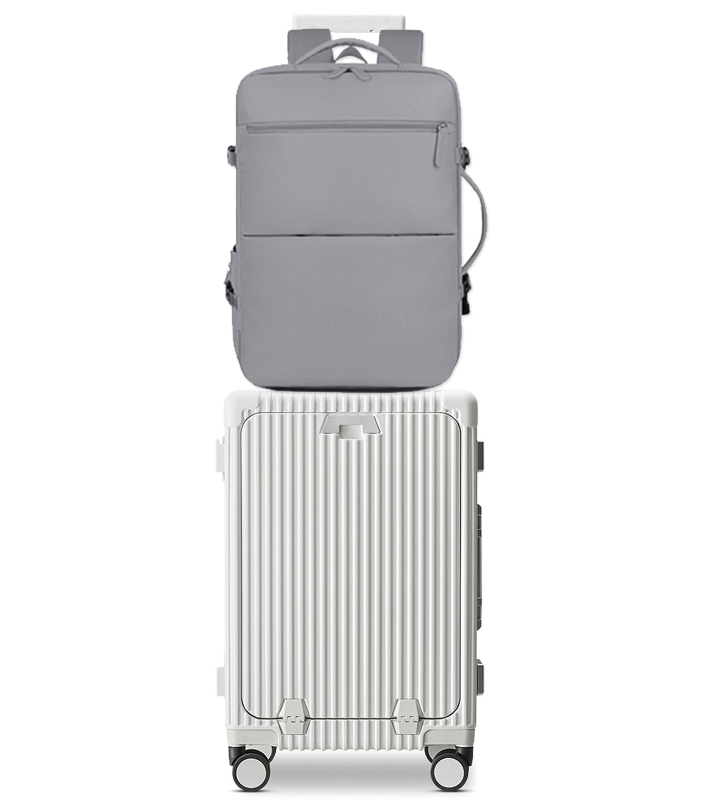 feilario 20in/24in Aluminium Frame Hardside Spinner Wheel Luggage, Built-In TSA lock Travel Zipperless Carry on Suitcase - Airline Approved Carry on Luggage with Cup Holder & USB Port & Phone Holder
