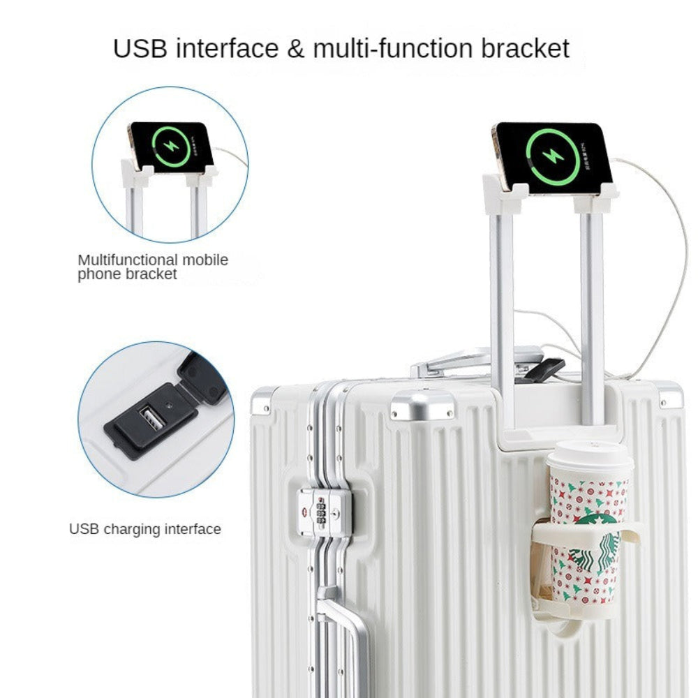 feilario 20in Smart Travel Companion USB Charging Hard Shell Luggage with 360° Spinner Wheels