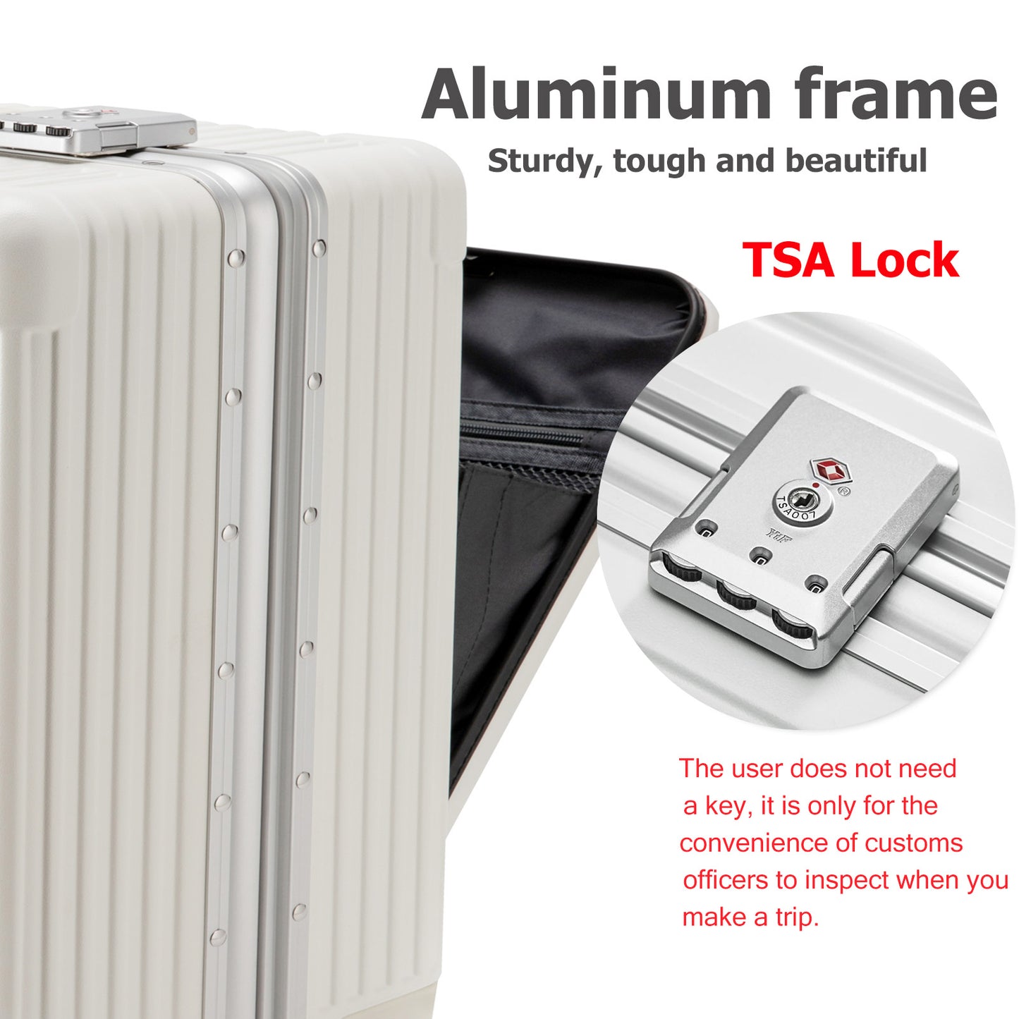 feilario 20in/24in Aluminium Frame Hardside Spinner Wheel Luggage, Built-In TSA lock Travel Zipperless Carry on Suitcase - Airline Approved Carry on Luggage with Cup Holder & USB Port & Phone Holder
