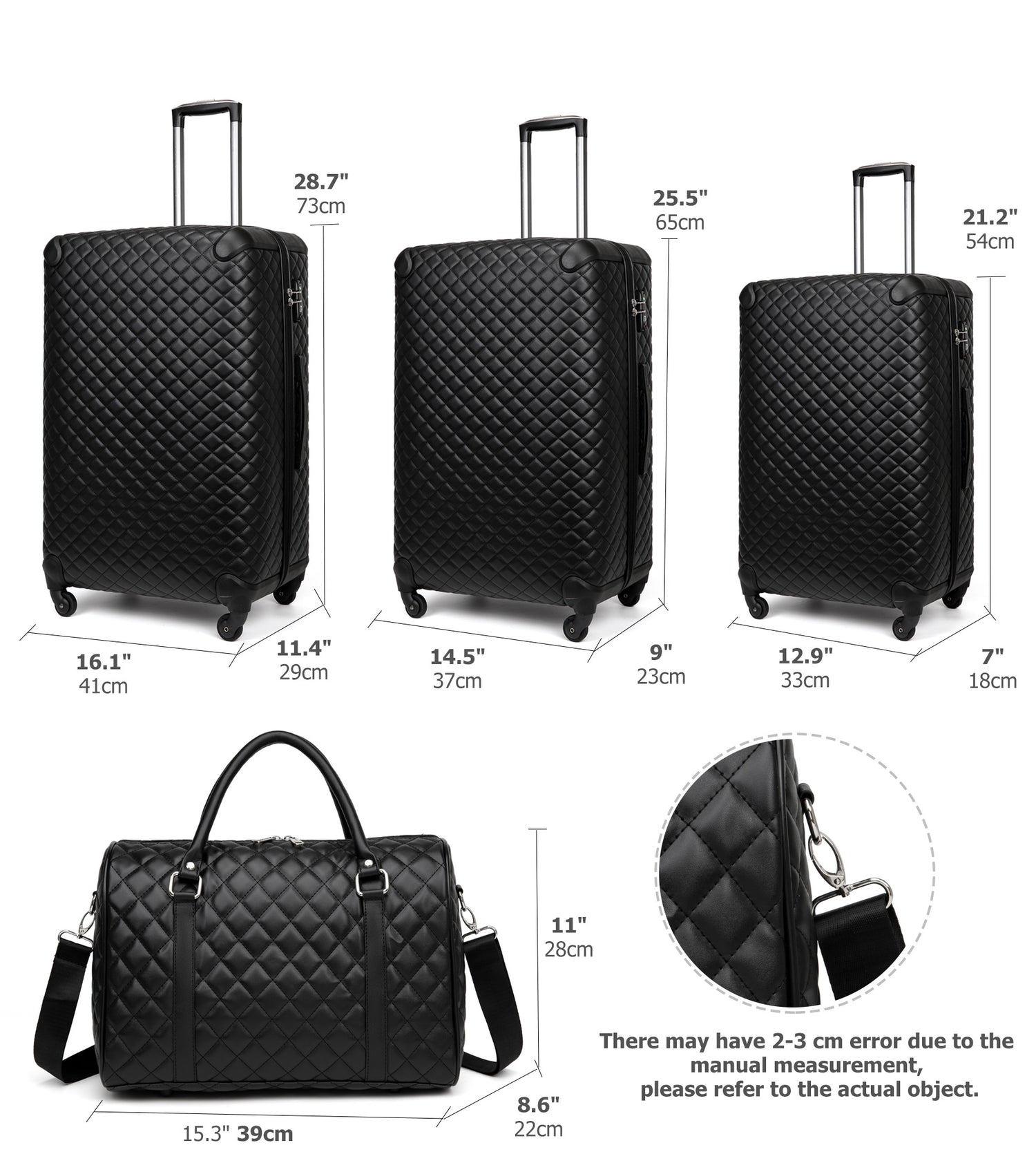 Plaid PU Expandable Spinner Luggage Set
