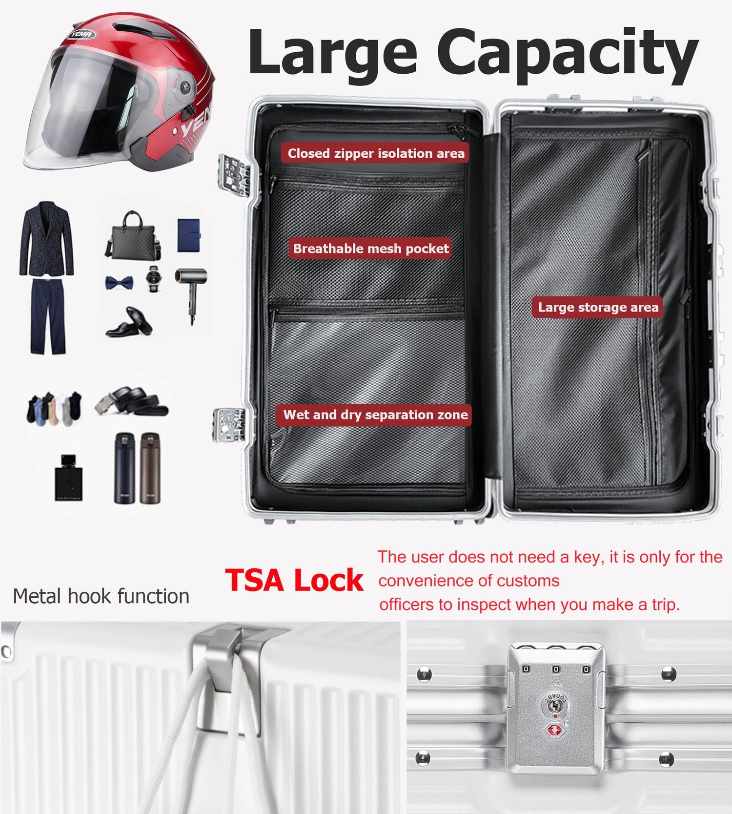 Super Large Aluminum Spinner Luggage Cup-Holder