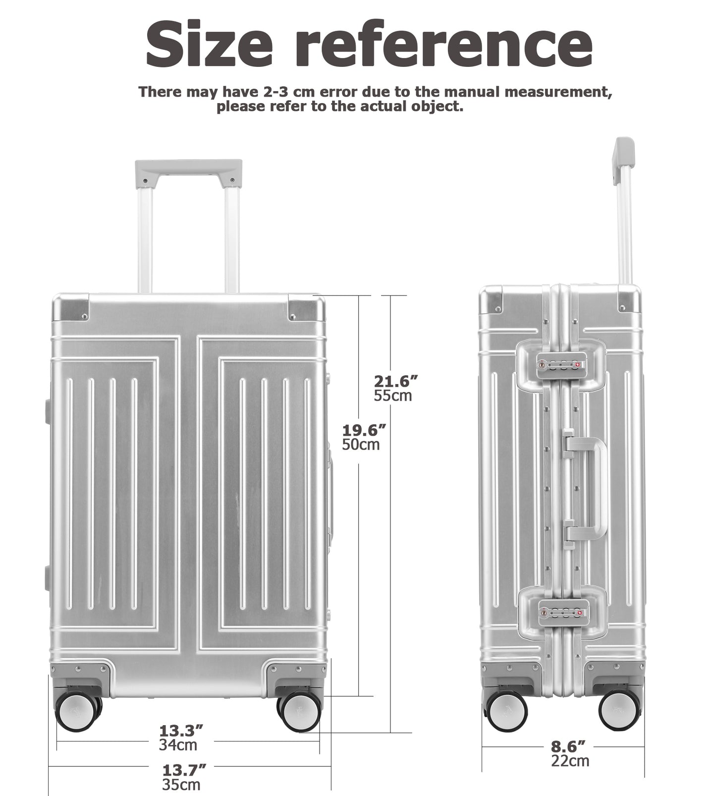 All Aluminum Hard-Shell Zipperless Carry-On Spinner Luggage