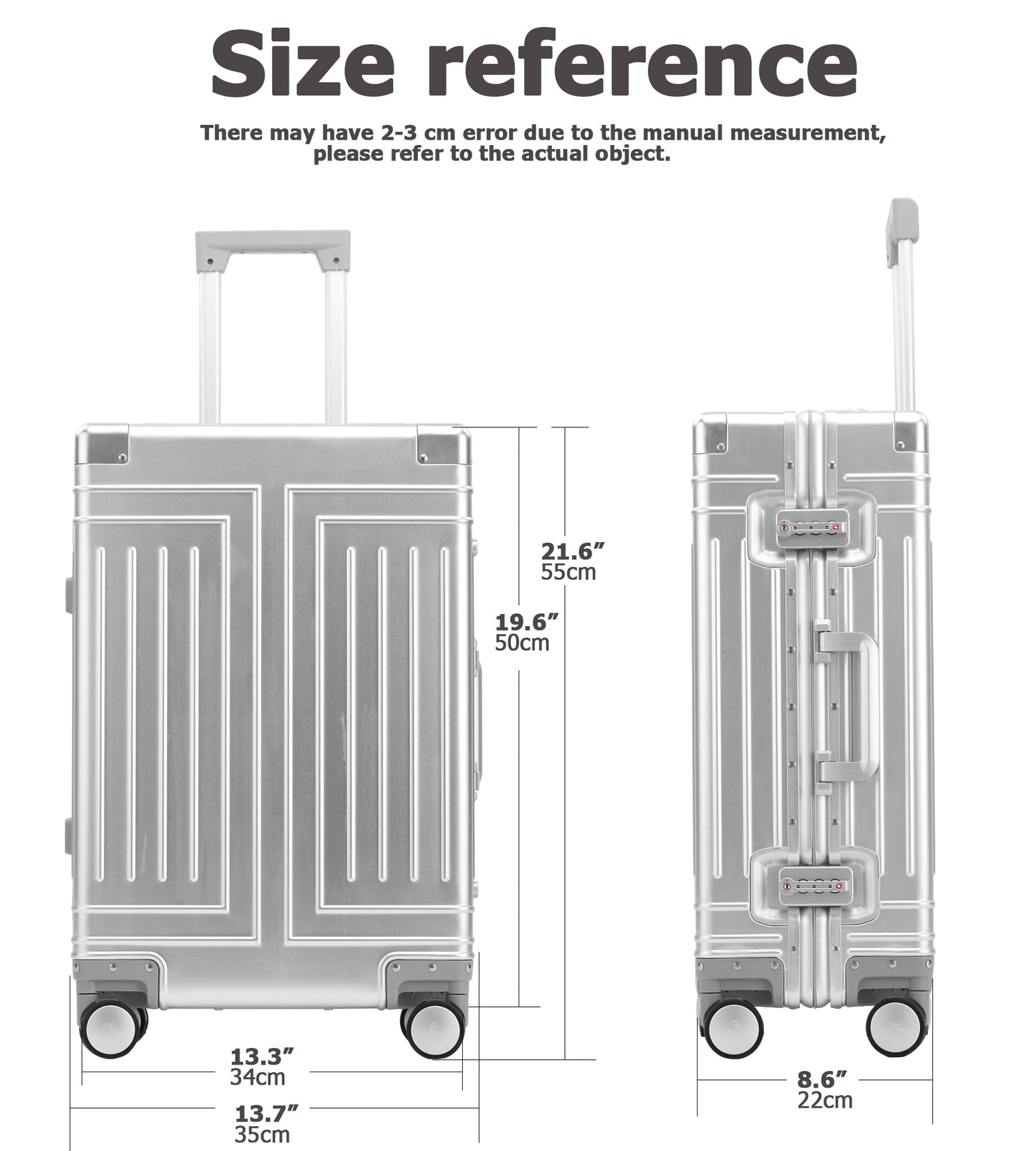 All Aluminum Hard-Shell Zipperless Carry-On Spinner Luggage