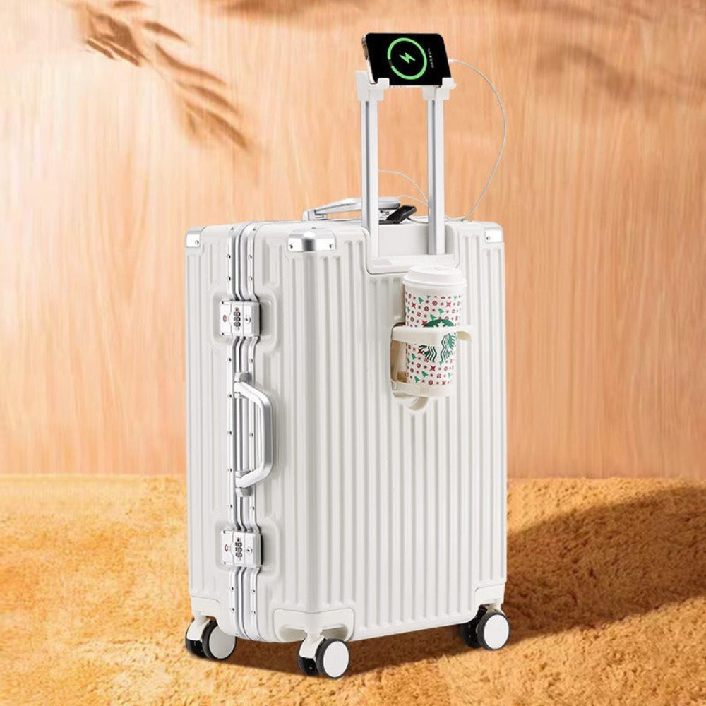 feilario 20in Smart Travel Companion USB Charging Hard Shell Luggage with 360° Spinner Wheels
