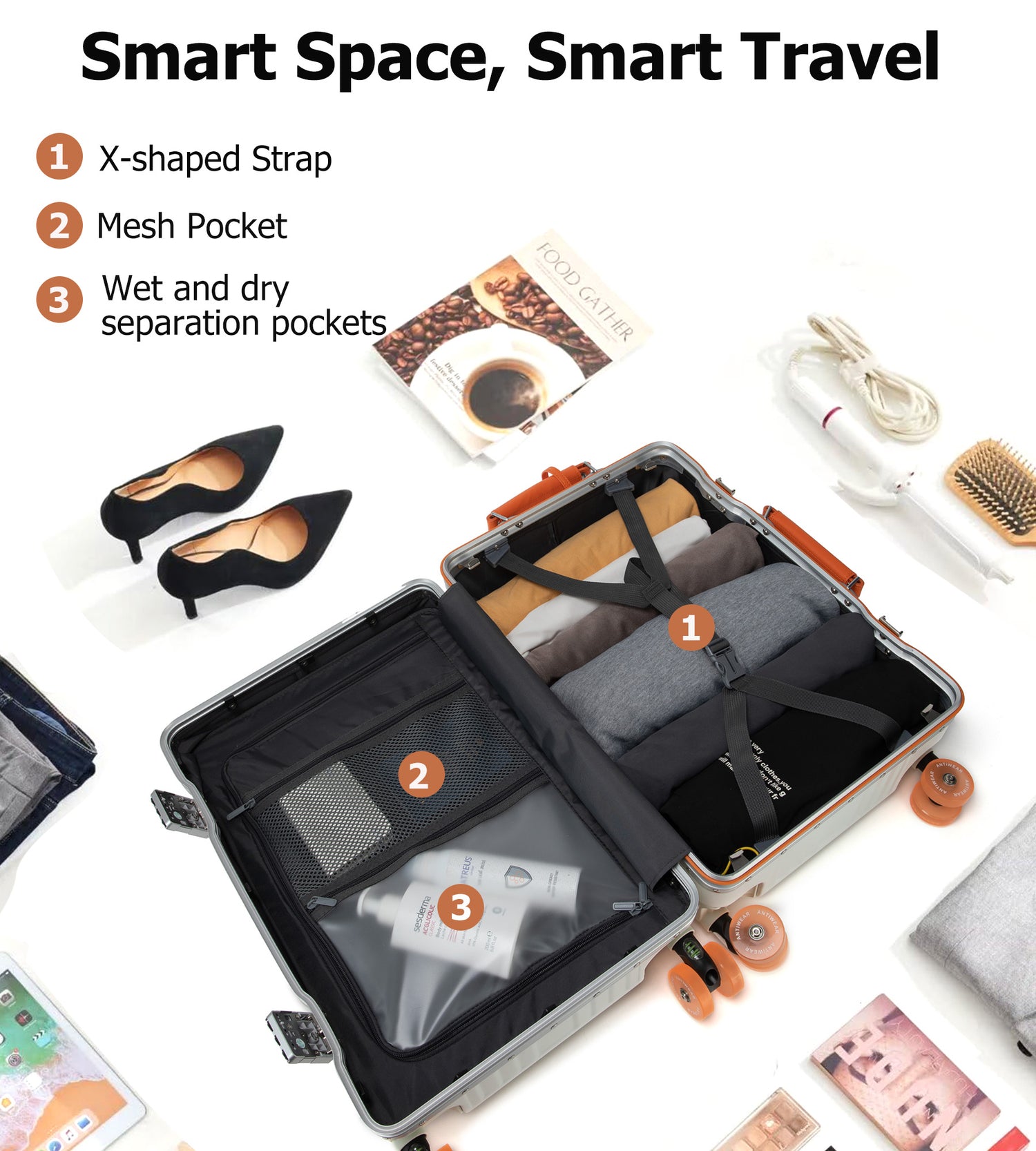 Aluminum Frame TSA Carry-On Spinner Luggage