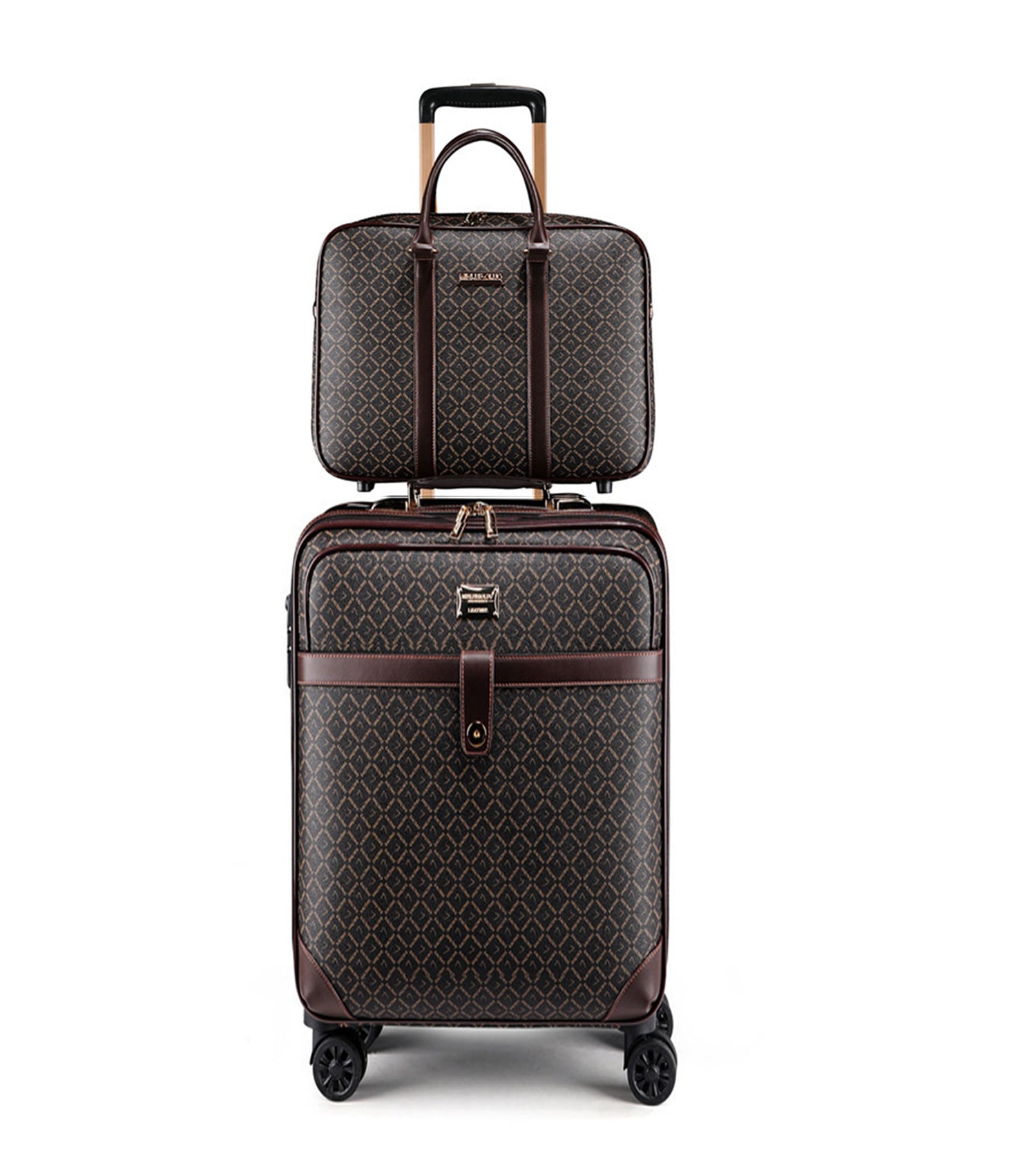 Business Leather Spinner Luggage Set