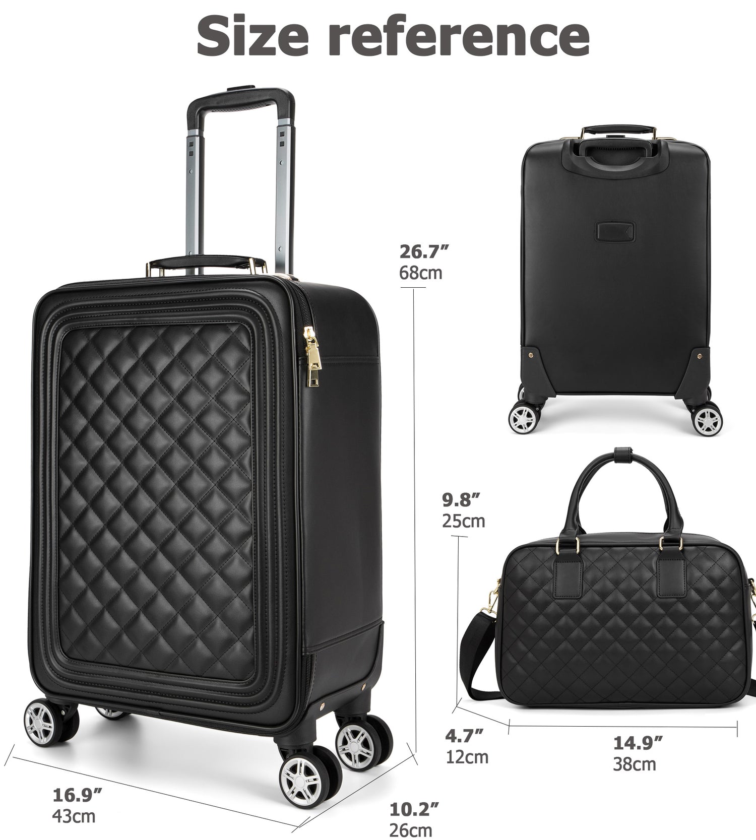 2-Piece Leather Spinner Luggage Set