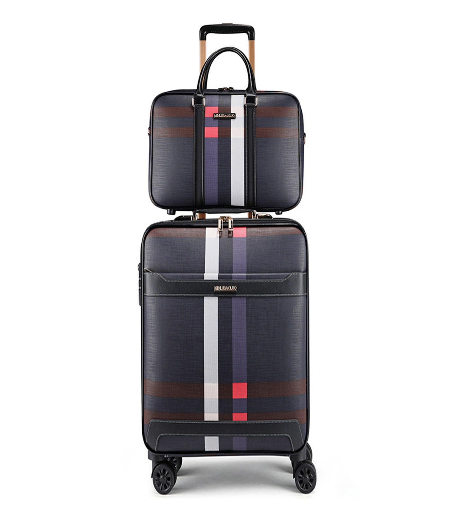 Business Leather Spinner Luggage Set