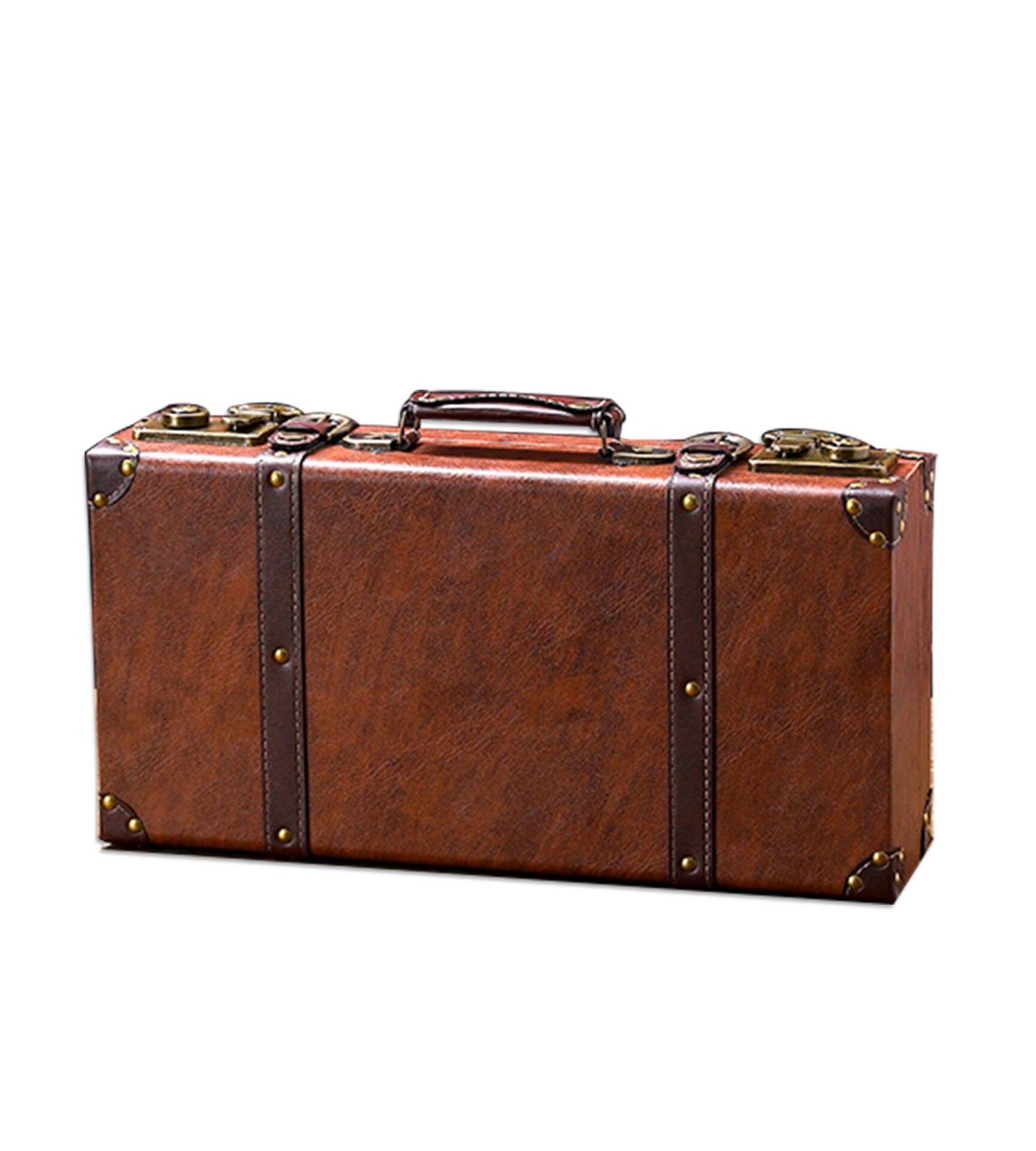 Feilario vintage brown leather trunk suitcase large