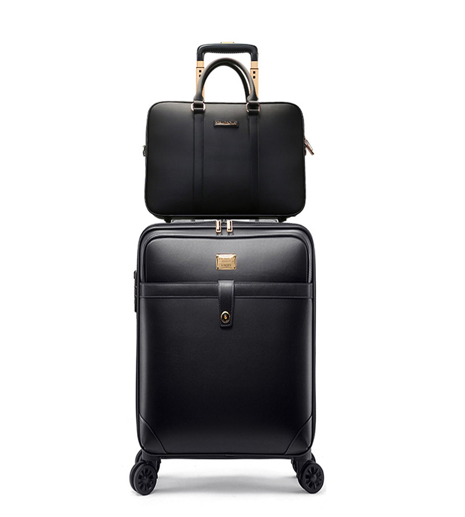 Business Leather Spinner Luggage Set