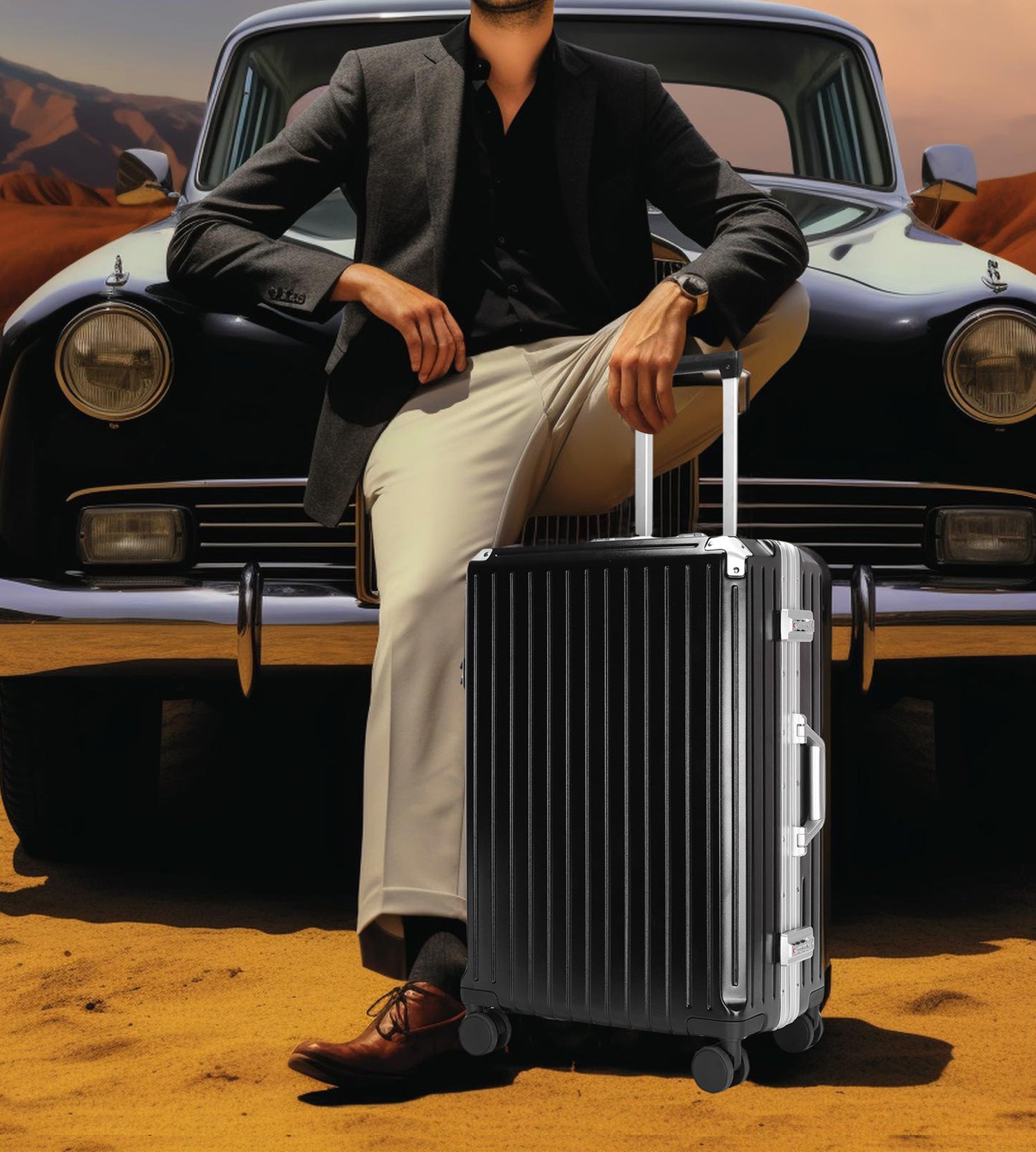 Rugged Aluminum Zipperless Carry-On Spinner Luggage
