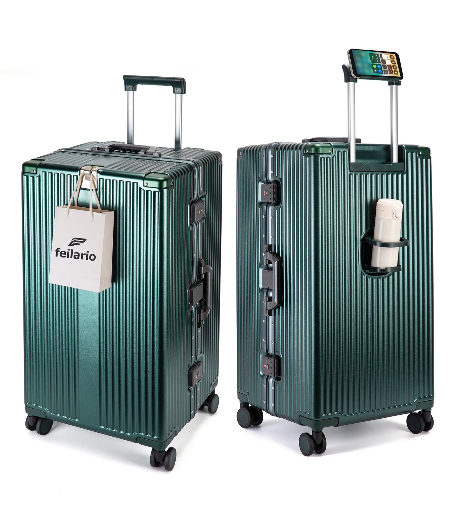 Super Large Aluminum Spinner Luggage Cup-Holder