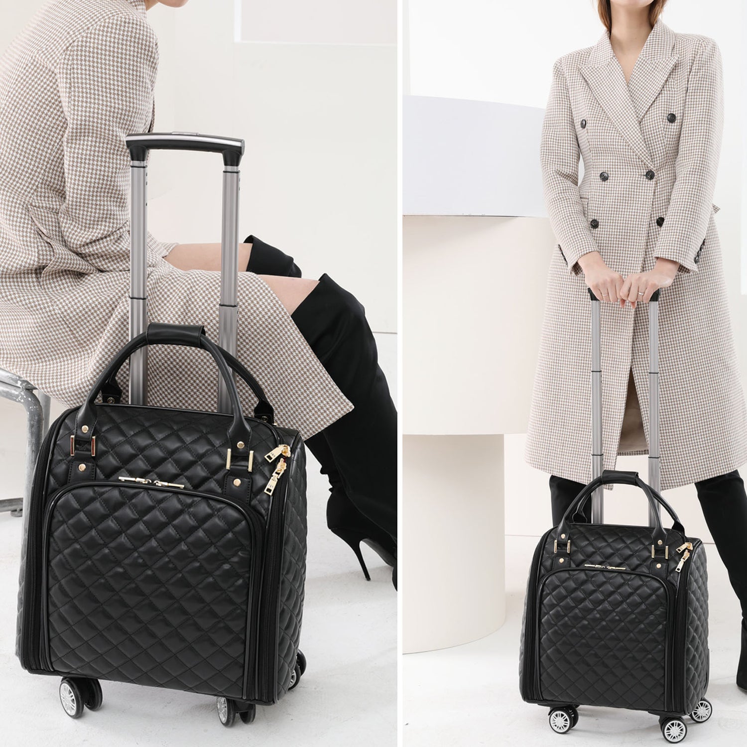 Feilario Leather Underseat Spinner Luggage