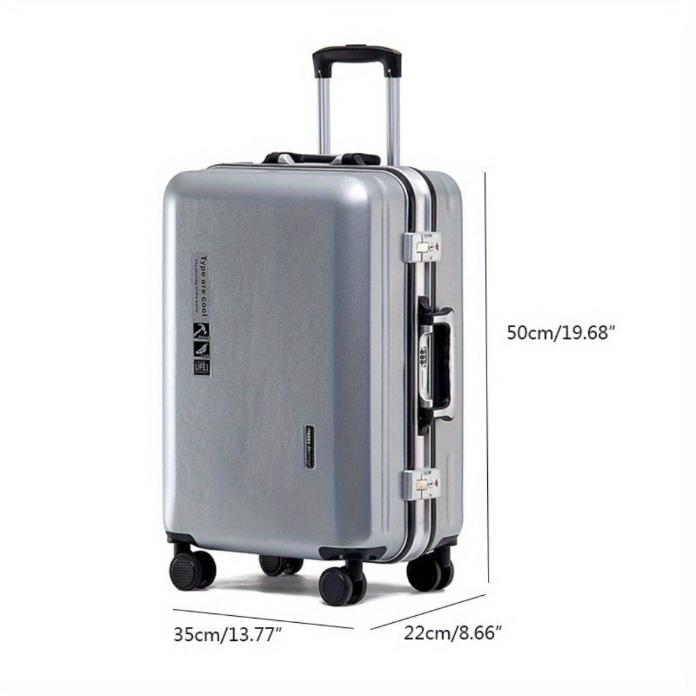 feilario Elegant Silver 20-Inch Hard Shell Carry-On Luggage with 360° Spinner Wheels