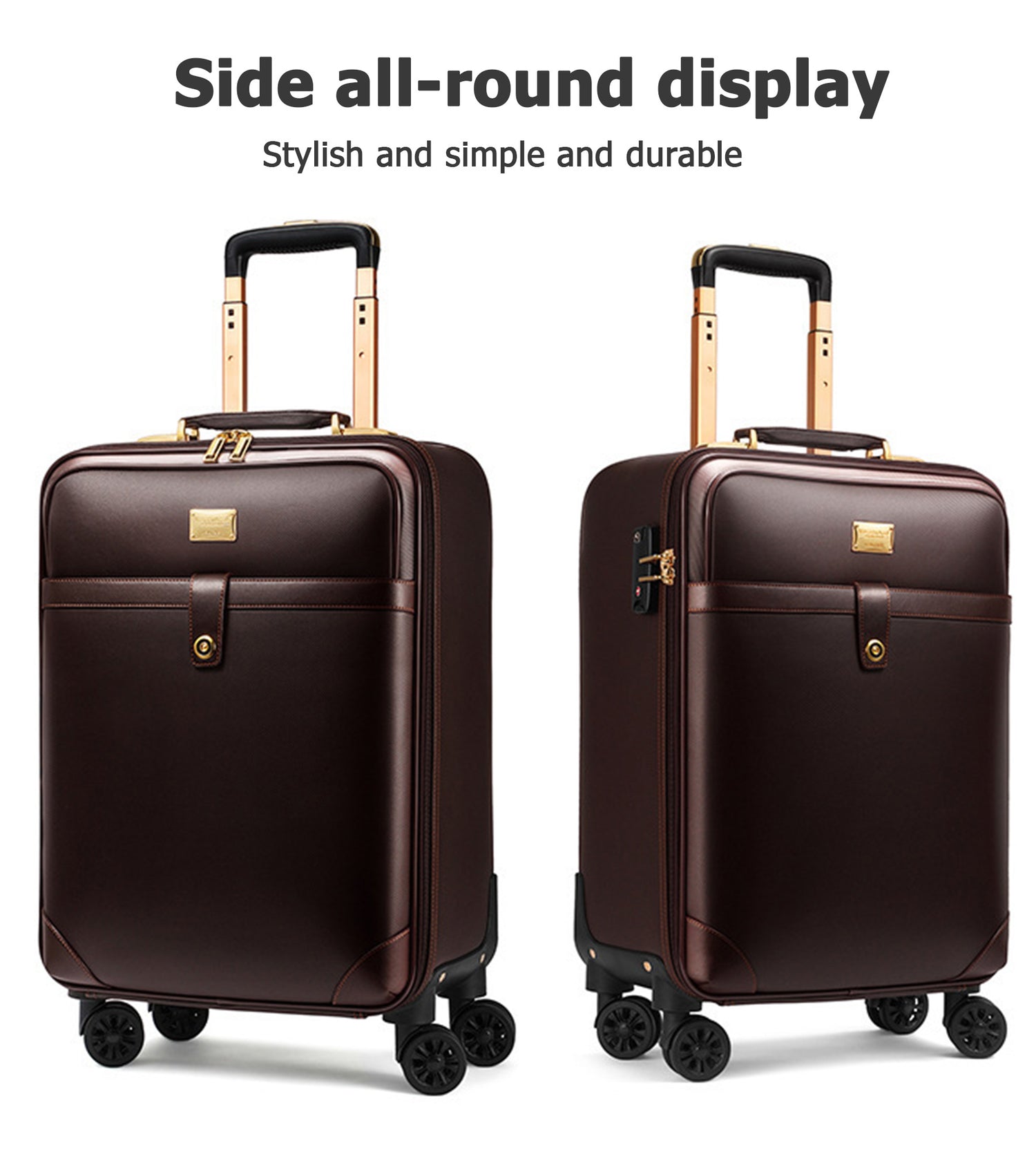 Business Leather Spinner Luggage Set