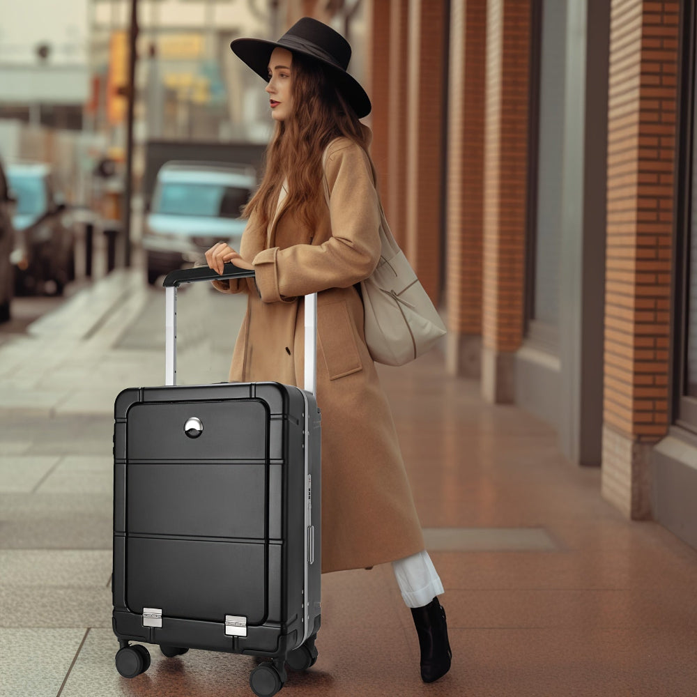 feilario 20-Inch Smart Travel Suitcase with 360° Spinner Wheels and Built-In TSA Lock