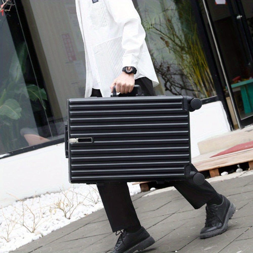 feilario Elegant Black Hard Shell Suitcase with 360° Spinner Wheels - Perfect for Business and Leisure Travel