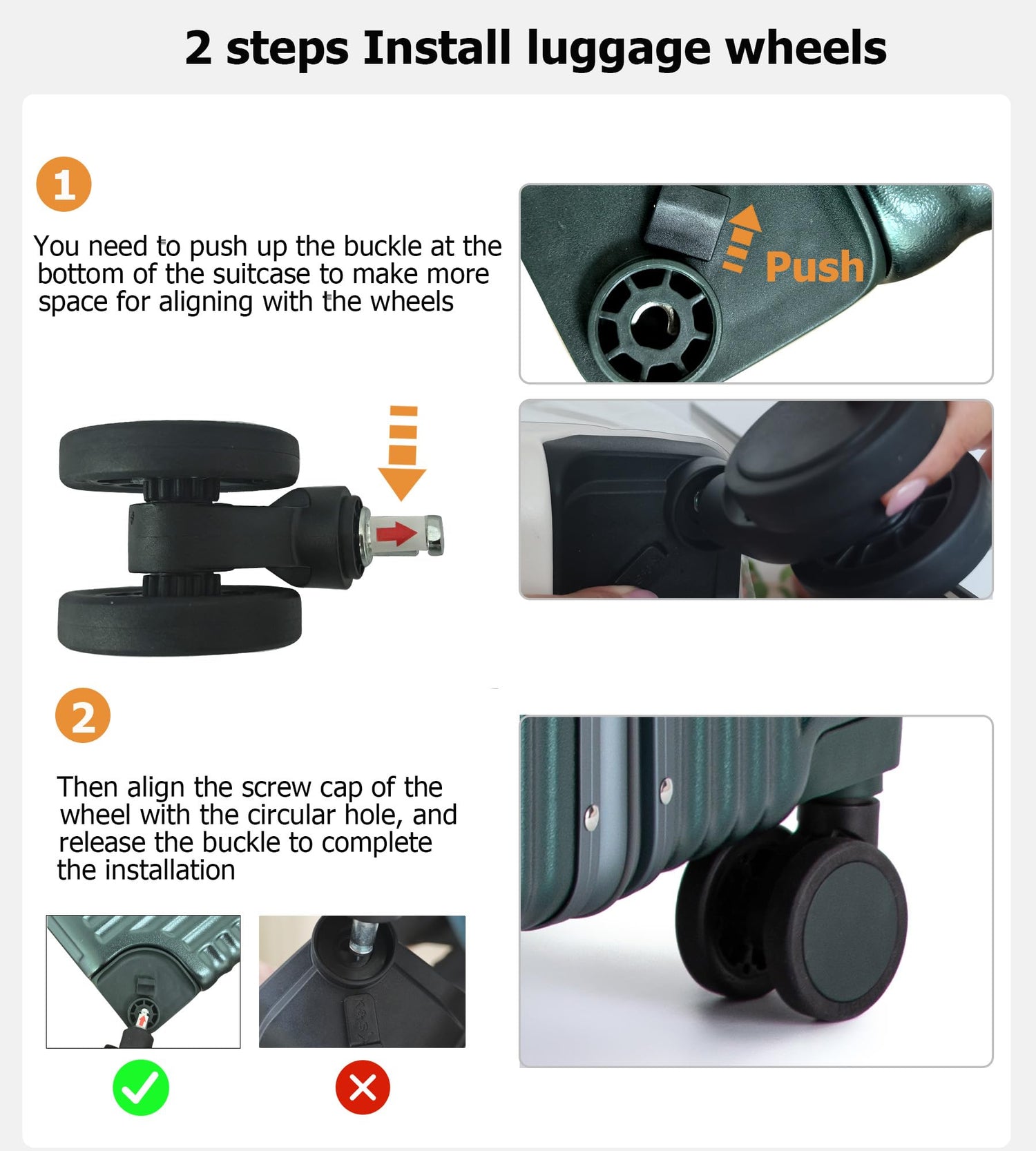Removable wheels for 30in suitacse