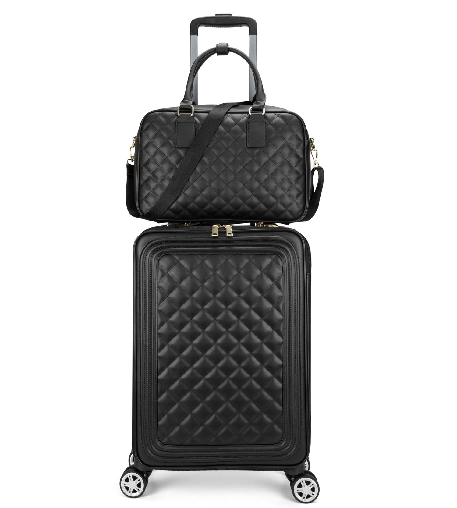 2-Piece Leather Spinner Luggage Set