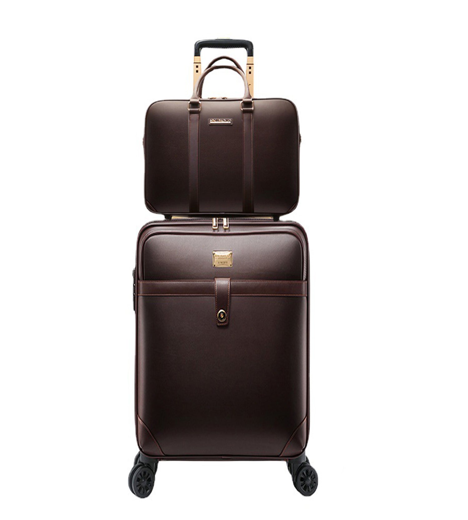 Business Leather Spinner Luggage Set