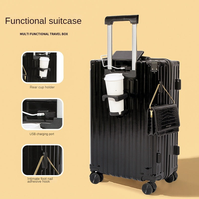feilario Chic and Practical 20-Inch White Hard Shell Carry-On Luggage with USB Charging
