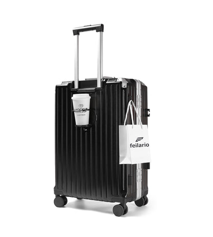 feilario  20in/24in Aluminium Frame PC ABS Zipperless Luggage Hardshell TSA Lock Spinner Wheels Carry on Suitcase with Cup Holder & Hook