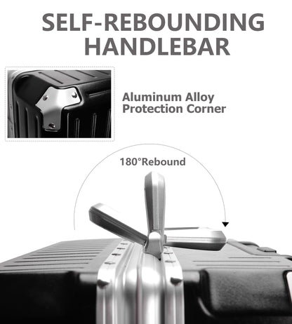 feilario  20in/24in Aluminium Frame PC ABS Zipperless Luggage Hardshell TSA Lock Spinner Wheels Carry on Suitcase with Cup Holder & Hook
