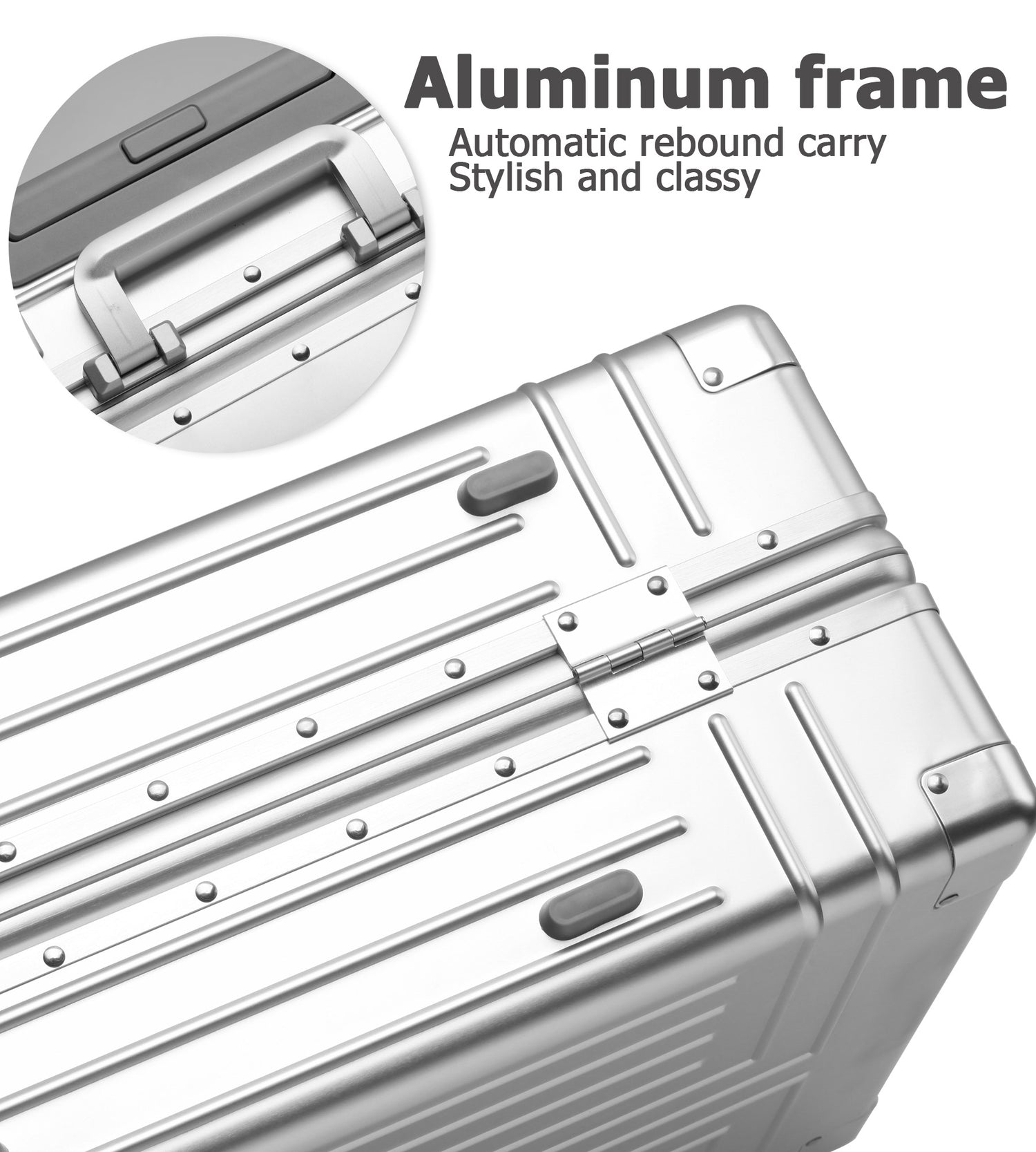 All Aluminum Hard-Shell Zipperless Carry-On Spinner Luggage