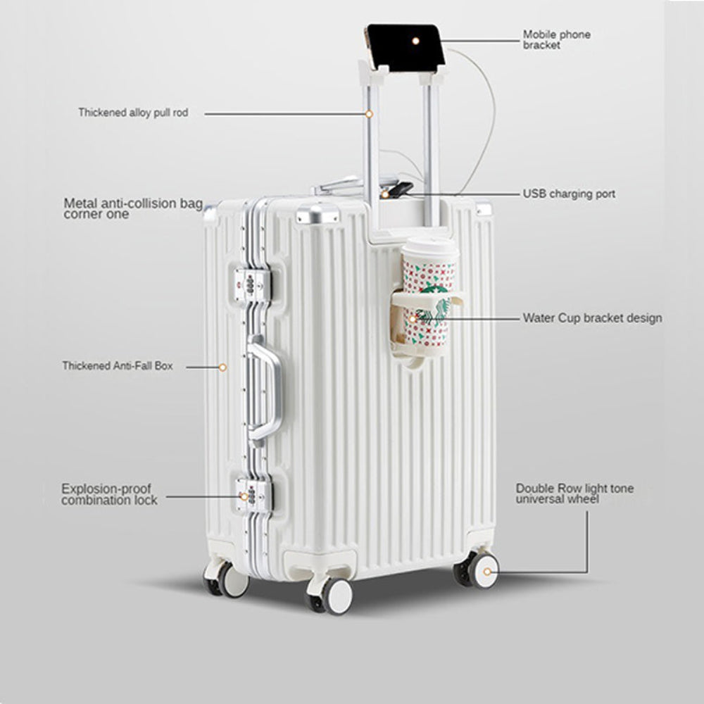 feilario 20in Smart Travel Companion USB Charging Hard Shell Luggage with 360° Spinner Wheels