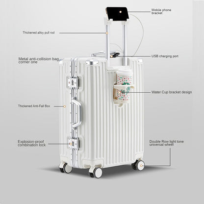 feilario 20in Smart Travel Companion USB Charging Hard Shell Luggage with 360° Spinner Wheels