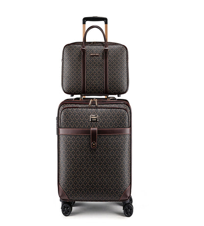 feilario 20in 2Pcs Leather Business Spinner Wheel Luggage Waterproof Carry-On Suitcase with TSA Lock - Capacity 36-55L