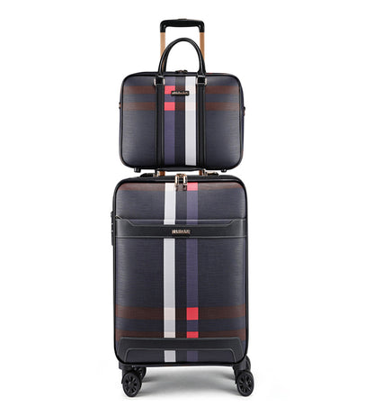 feilario 20in 2Pcs Leather Business Spinner Wheel Luggage Waterproof Carry-On Suitcase with TSA Lock - Capacity 36-55L
