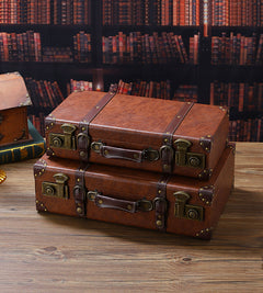 Feilario vintage brown leather trunk suitcase set