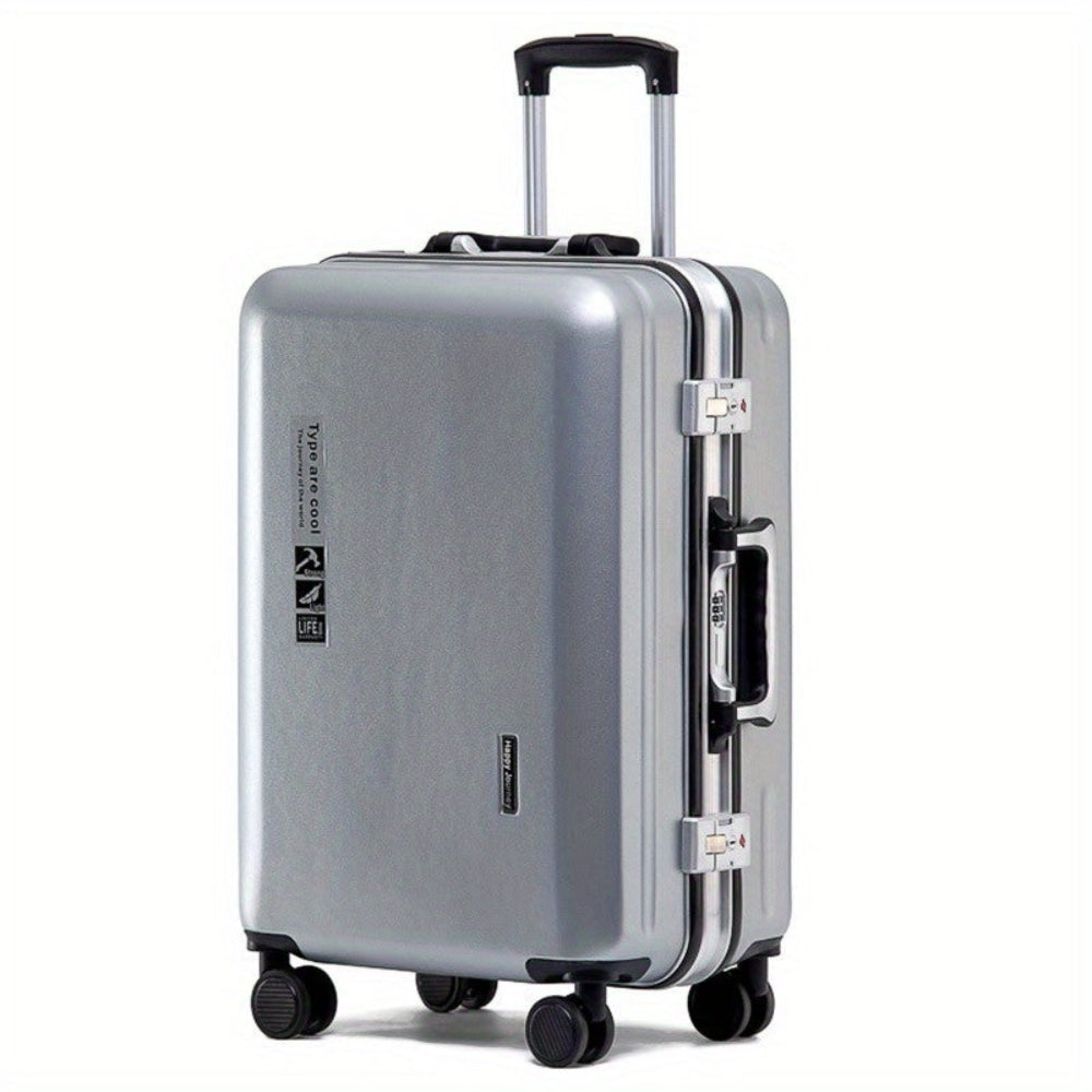feilario Elegant Silver 20-Inch Hard Shell Carry-On Luggage with 360° Spinner Wheels