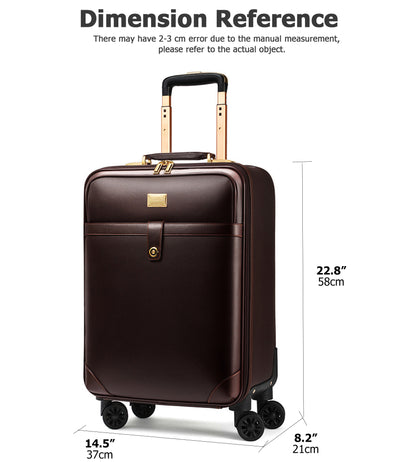 feilario 20in 2Pcs Leather Business Spinner Wheel Luggage Waterproof Carry-On Suitcase with TSA Lock - Capacity 36-55L