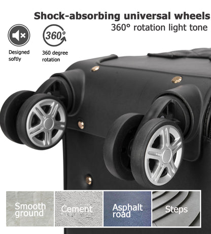 feilario 20in/24in 2 Piece Set Travel Leather Softside Carry On Luggage Double Spinner Wheels Checked Suitcase