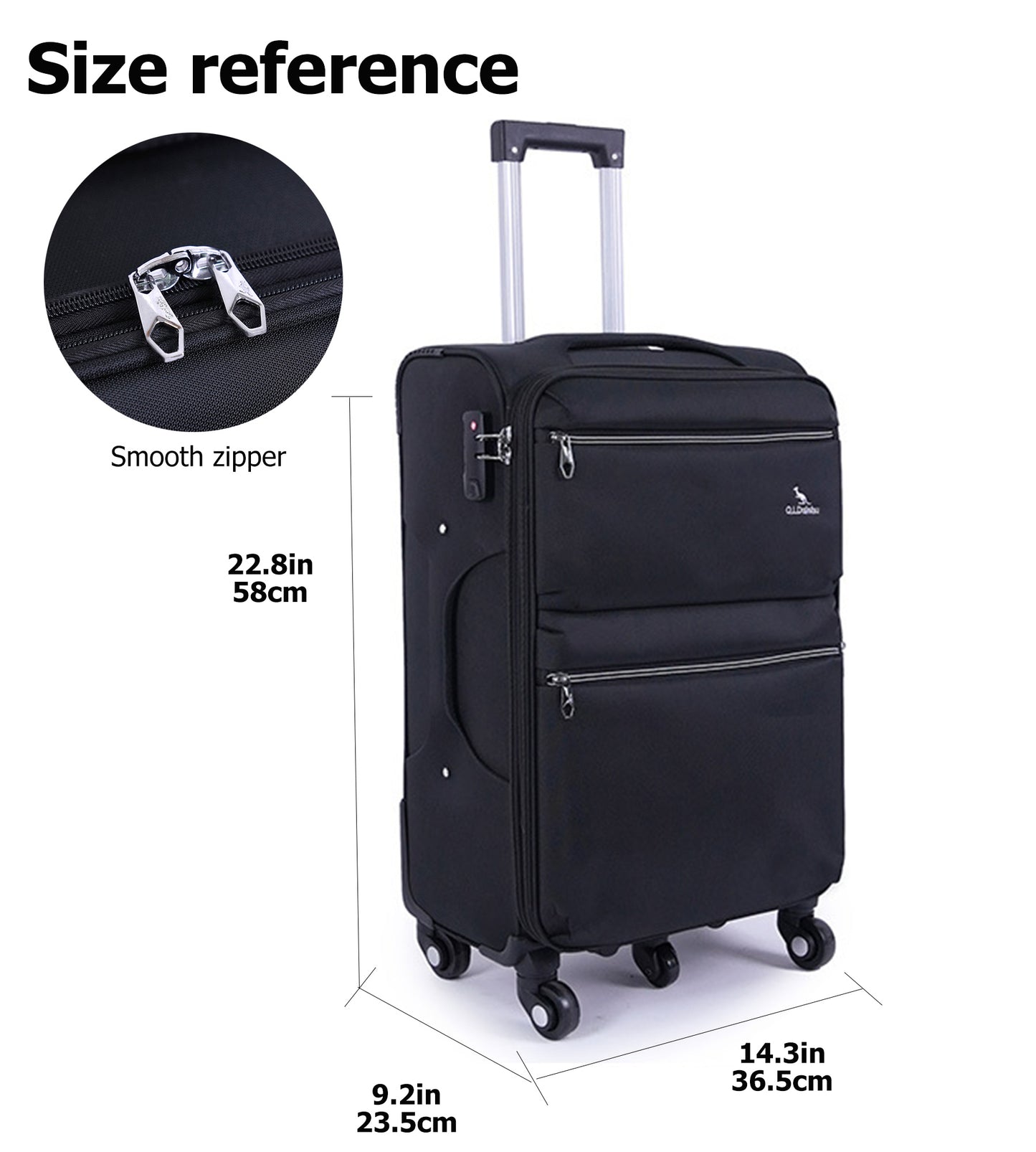 feilario 20in Softside Business Luggage Durable Oxford Cloth Carry On Suitcase with 5 Spinner Wheels