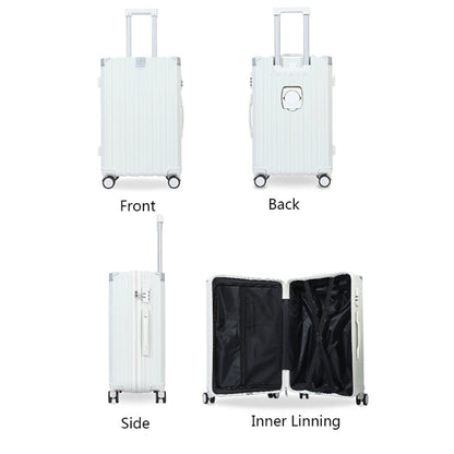 feilario Chic and Practical 20-Inch White Hard Shell Carry-On Luggage with USB Charging