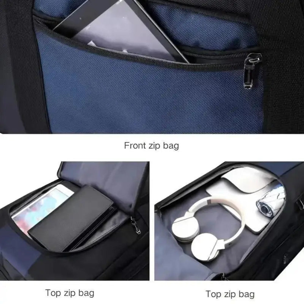 feilario Multi-Functional 2-in-1 Travel Bag with Detachable Backpack and Rolling Luggage Features