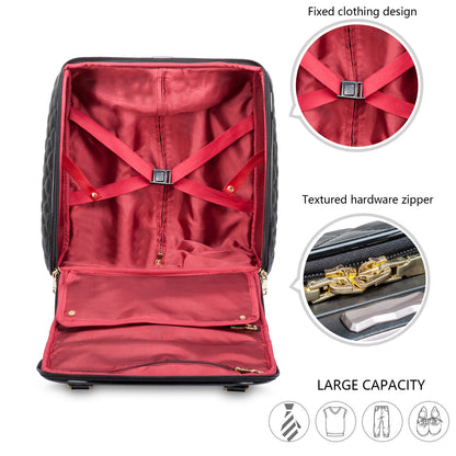 feilario 16in/18in Leather Softside Underseat Carry on Suitcases Expandable Spinner Wheels Travel Luggage