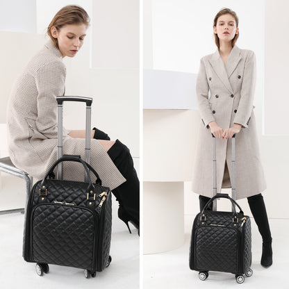 feilario 16in/18in Leather Softside Underseat Carry on Suitcases Expandable Spinner Wheels Travel Luggage