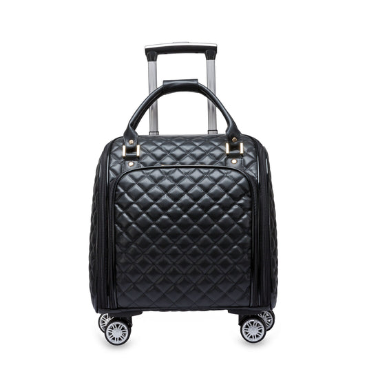 feilario 16in/18in Leather Softside Underseat Carry on Suitcases Expandable Spinner Wheels Travel Luggage