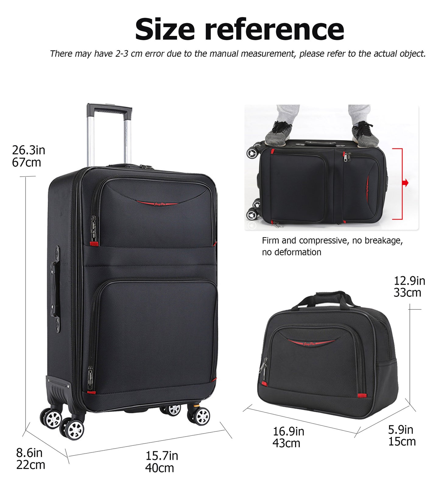 feilario 20in/24in 2 Piece Softside Business Luggage Set Waterproof Carry On Luggage Suitcase with Double Spinner Wheels
