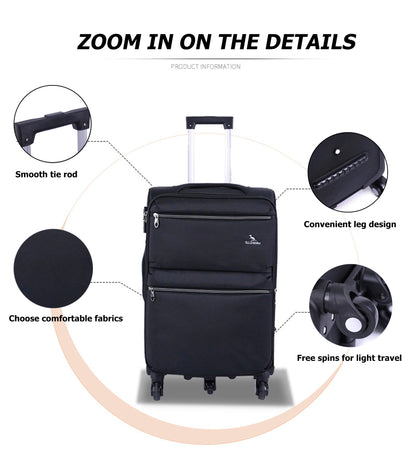 feilario 20in Softside Business Luggage Durable Oxford Cloth Carry On Suitcase with 5 Spinner Wheels