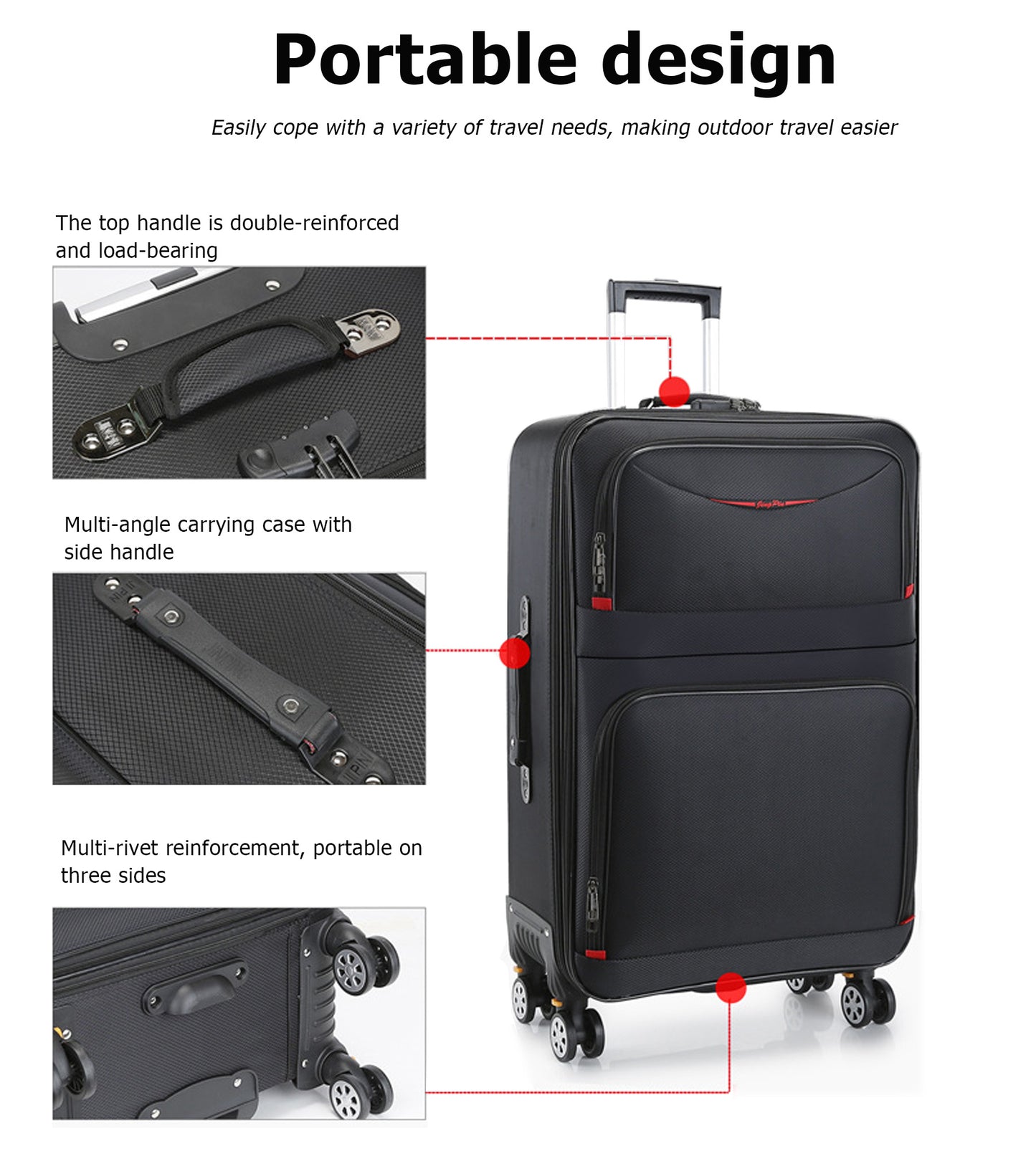 feilario 20in/24in 2 Piece Softside Business Luggage Set Waterproof Carry On Luggage Suitcase with Double Spinner Wheels