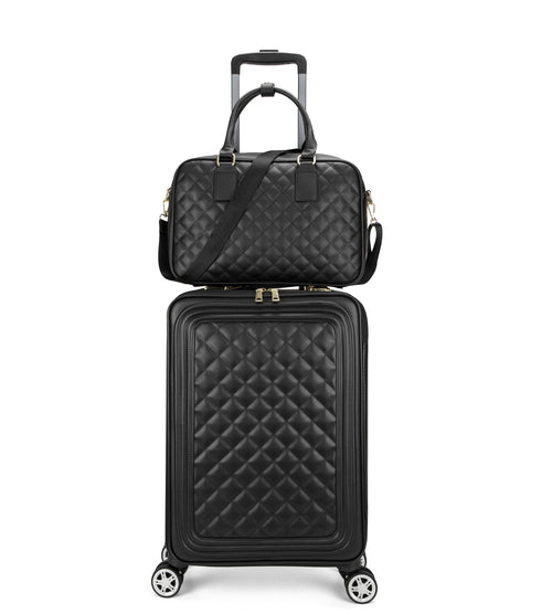 feilario 20in/24in 2 Piece Set Travel Leather Softside Carry On Luggage Double Spinner Wheels Checked Suitcase