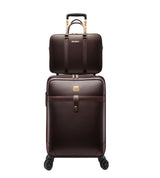 Business Leather Spinner Luggage Set