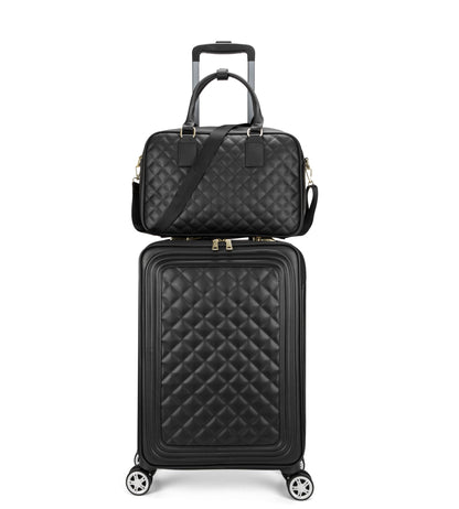 feilario 20in/24in 2 Piece Set Travel Leather Softside Carry On Luggage Double Spinner Wheels Checked Suitcase